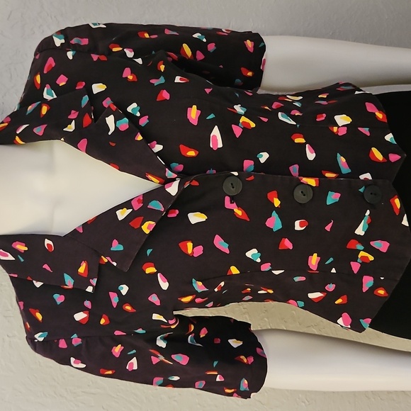 Vtg Handmade 1980s Colorful Patterned Cropped Button Down Short Sleeve Shirt - Picture 4 of 6